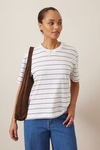 Load image into Gallery viewer, Stevie Slouchy Tee | White/Phantom Stripe