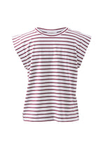 Load image into Gallery viewer, Esme Extended Shoulder Tee | Pomegranate Stripe