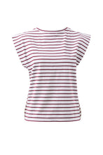 Load image into Gallery viewer, Esme Extended Shoulder Tee | Pomegranate Stripe