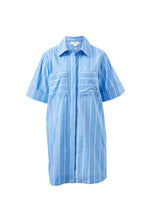 Load image into Gallery viewer, Sara Mini Shirt Dress | Oxford Blue/White Stripe