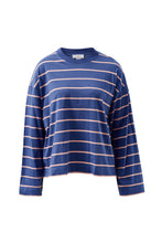 Load image into Gallery viewer, Beau Long Sleeve Slouchy Tee | Navy/Pink Clay