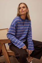 Load image into Gallery viewer, Beau Long Sleeve Slouchy Tee | Navy/Pink Clay