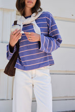 Load image into Gallery viewer, Beau Long Sleeve Slouchy Tee | Navy/Pink Clay