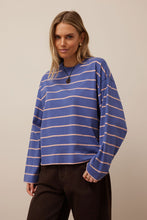 Load image into Gallery viewer, Beau Long Sleeve Slouchy Tee | Navy/Pink Clay