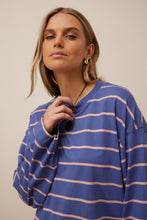 Load image into Gallery viewer, Beau Long Sleeve Slouchy Tee | Navy/Pink Clay