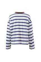 Load image into Gallery viewer, Beau Long Sleeve Slouchy Tee | White/Polo Choc Stripe