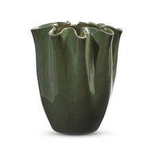 Load image into Gallery viewer, Chloe Dark Green Ripple Vase