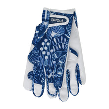 Load image into Gallery viewer, Sprout goatskin gloves in a navy floral pattern against a white background.