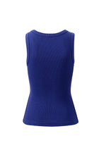 Load image into Gallery viewer, Zoe Contour Rib Scoop Tank | Polo Blue/Butter Monogram
