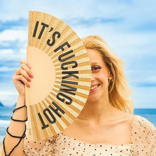 Load image into Gallery viewer, Hand Fan w/Gift Box "Fucking Hot" Gold