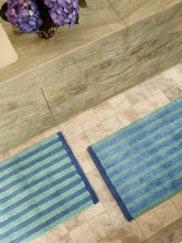 Load image into Gallery viewer, Striped Reversible Bath Mat | Blue