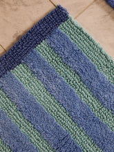 Load image into Gallery viewer, Striped Reversible Bath Mat | Blue
