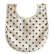 Load image into Gallery viewer, Baby Bib Black Linen Spot