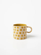 Load image into Gallery viewer, Yellow polka dot mug on a white background