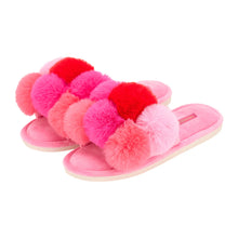 Load image into Gallery viewer, Cosy Luxe Pom Pom Slippers | Multi Pink