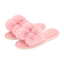 Load image into Gallery viewer, Cosy Luxe Pom Pom Slippers | Pink Lemonade
