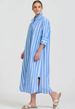 Load image into Gallery viewer, Button Longline Shirtdress | Mid Blue Stripe