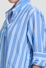 Load image into Gallery viewer, Button Longline Shirtdress | Mid Blue Stripe