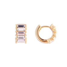 Load image into Gallery viewer, White Crystal Baguette Huggies