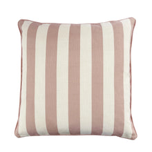 Load image into Gallery viewer, Striped pillow with pink and white vertical stripes on a white background
