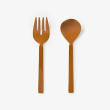 Load image into Gallery viewer, Enamel Tan Salad Servers (Set of 2)