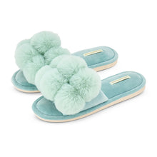 Load image into Gallery viewer, Cosy Luxe Pom Pom Slippers | Mist Green