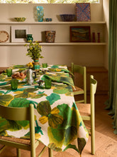 Load image into Gallery viewer, Wild Pansy Verde Linen Tablecloth | Medium