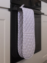 Load image into Gallery viewer, Classic Stripe Double Oven Glove | Grey/White