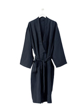 Load image into Gallery viewer, Blue Black Mens Linen Robe