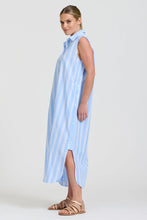 Load image into Gallery viewer, Button Sleeveless Longline Shirtdress | Pale Blue Stripe
