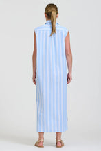 Load image into Gallery viewer, Button Sleeveless Longline Shirtdress | Pale Blue Stripe